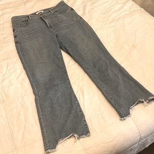 LOFT Size 12 / 31 Curvy High Rise Flare Crop Jeans Light Wash w/ Slim Pockets